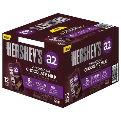 Hersheys a2 Milk Aseptic 2% Reduced Fat Chocolate Milk (8 fl. oz., 12 pk.)  - Sam's Club