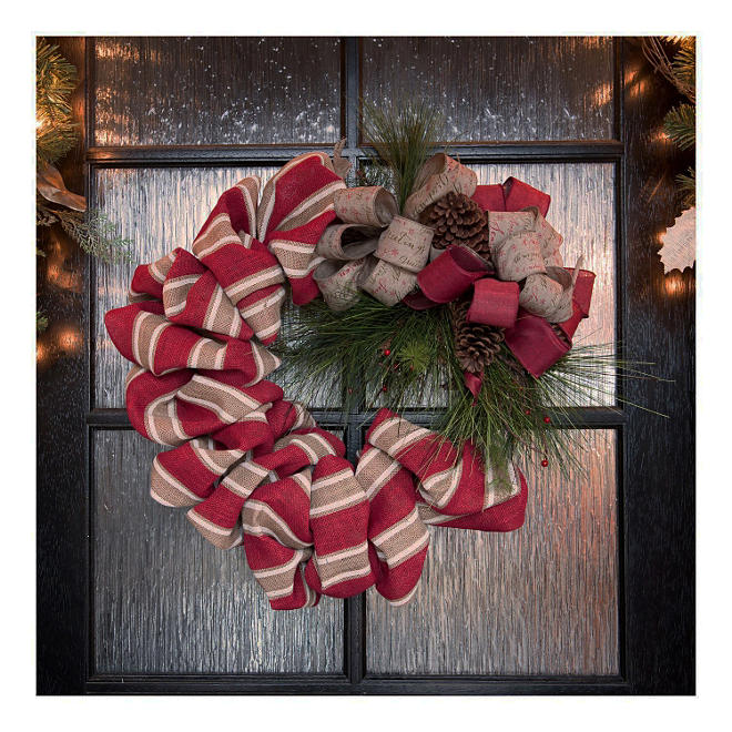 Holiday Designer Burlap Wreath, 24"