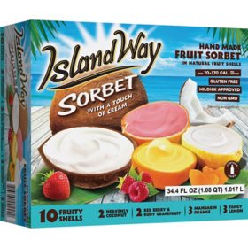 Island Way Handcrafted Assorted Fruit Sorbet, Frozen, 10 ct.