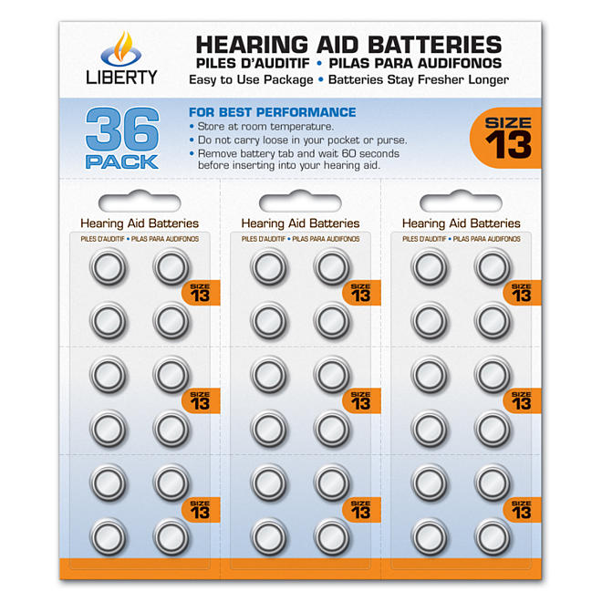 Liberty Hearing Aid Batteries:  Size 13