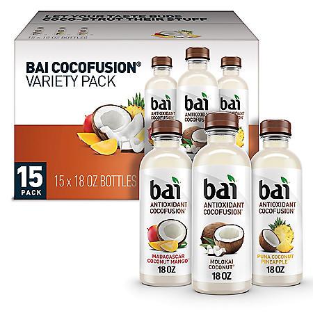 Bai Cocofusions Variety Club Pack, Antioxidant Infused Beverage (18 fl. oz. bottles, 15 ct.)				 					 					