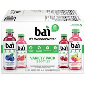 Bai WonderWater Flavored Water Variety Pack 18 fl. oz., 15 pk.