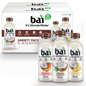 Bai Cocofusions Flavored Water Variety Pack 18 fl. oz., 15 pk.