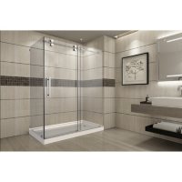 Aston Warwick Sliding Shower Enclosure with Right Base (Stainless Steel Finish)