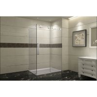 Aston Miramar Sliding Shower Enclosure with Right Base (Stainless-Steel Finish)