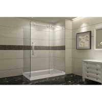 Aston Miramar Sliding Shower Enclosure with Right Base (Stainless-Steel Finish)