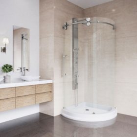 Vigo Sanibel Frameless Round Sliding Door Shower Enclosure With