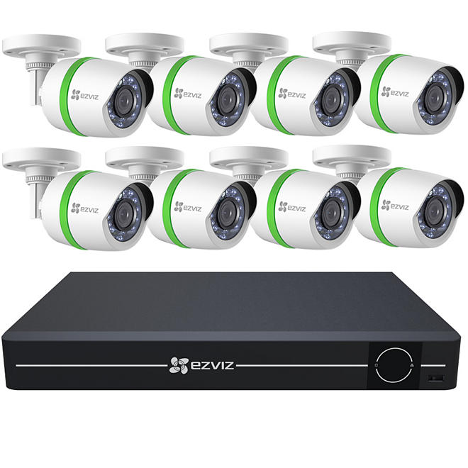 EZVIZ 8-Channel 1080p HD Security System with 1TB HDD and 8 1080p Bullet Cameras with 100' Night Vision