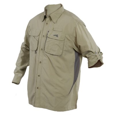 Natural Gear Mens Fishing Shirt 2XL Vented Convertible Sleeves Zip Pockets  Blue