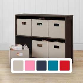 RiverRidge Horizontal Bookcase with 6 Bins, Assorted Shelf and Bin Colors