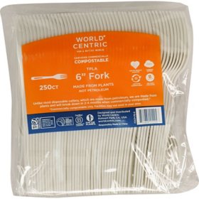 World Centric TPLA Compostable Plant-Based Forks, 6" 250 ct.