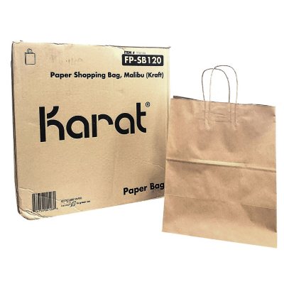 Karat Kraft Paper Bags with Twisted Handles, Large (250 ct.) - Sam's Club