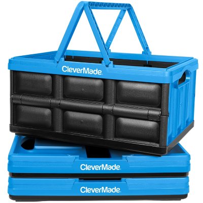 New 32L Foldable Flat Plastic Storage Crate Fold Collapsible Folding Box Basket 