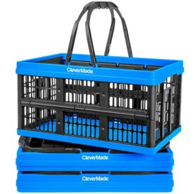 CleverMade 16L Collapsible Shopping Basket, Neptune Blue - 3 pk.