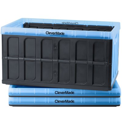 CleverMade Durable Stackable 62L Collapsible Storage Bins, Royal