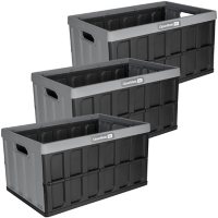 CleverMade 62L Eco Collapsible Storage Bins, Stone Gray - 3 pk.