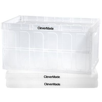 CleverMade 62L Collapsible, Stackable, Plastic Storage Bins