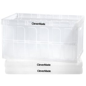 CleverMade 62L Collapsible Plastic Storage Bins, 3 Pack 