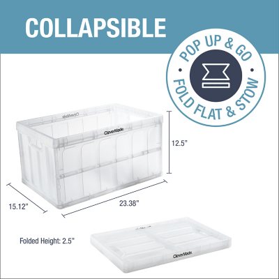 Collapsible Storage Bin with Lid 62 Liter / Charcoal | Black