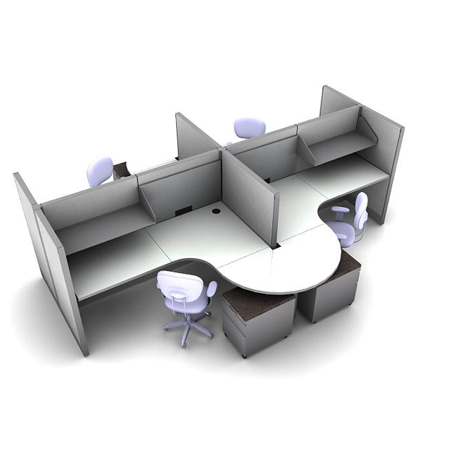 SNAP!Office 4-Person Task Workstation - Concrete Chic Color Combo