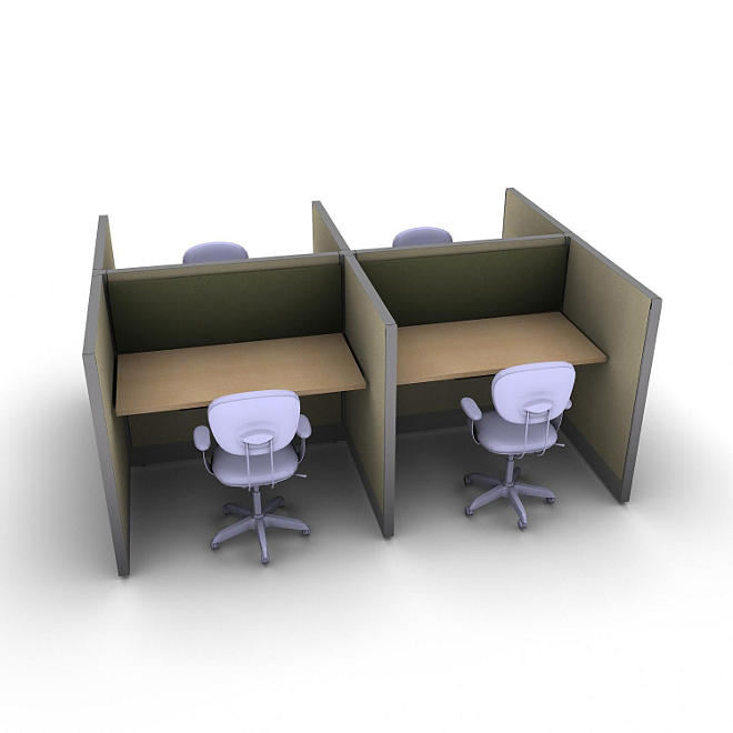 SNAP!Office - 4-Person Basic Cubicle - Hardwood Forest Color Combo