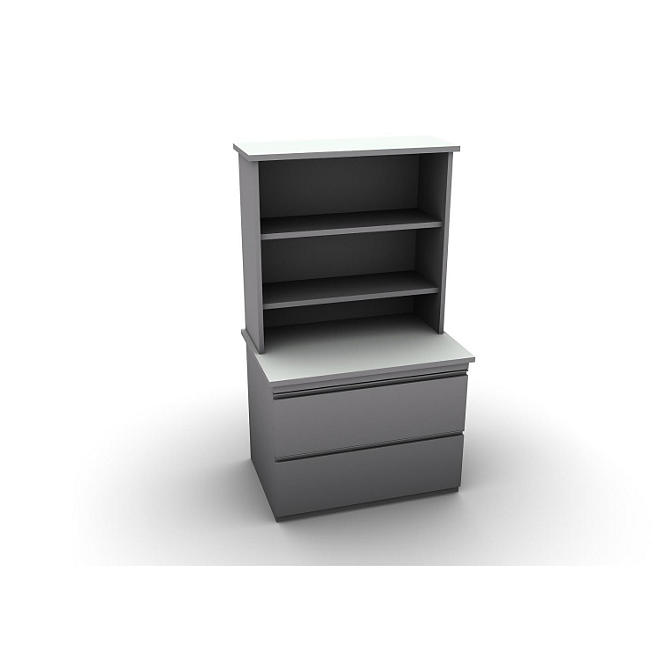 SNAP!Office Filenza with Bookcase - Aluminum Gray & Frosty White Top
