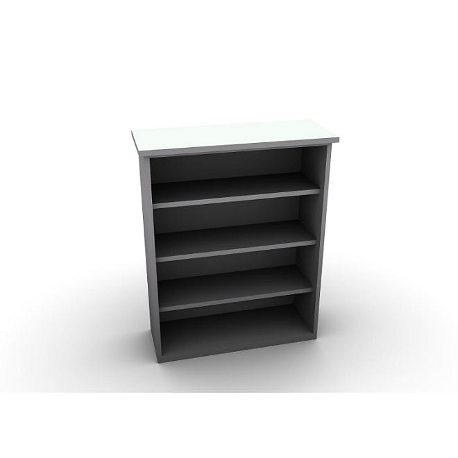 SNAP!Office Bookcase - Aluminum Gray & Frosty White Top