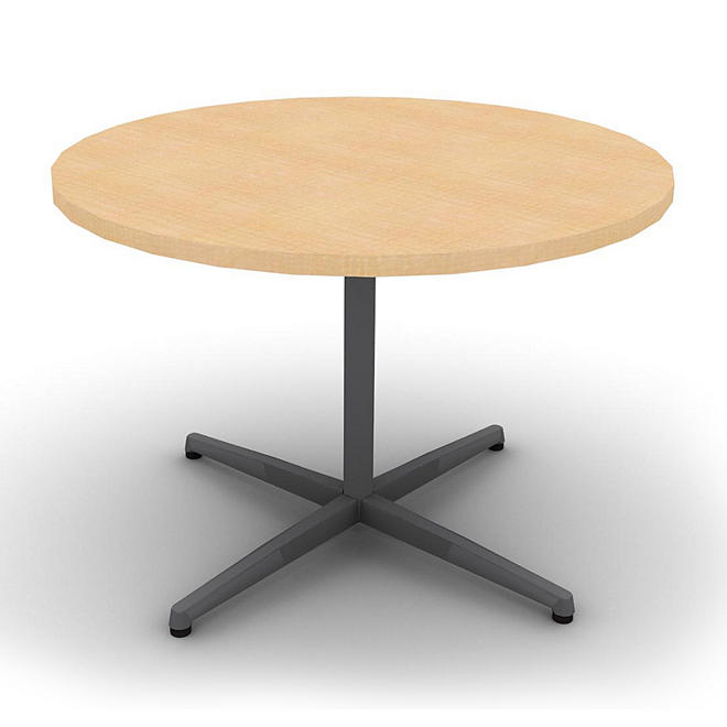 SNAP!Office - Round Table - Aluminum Gray & Amber Maple Top