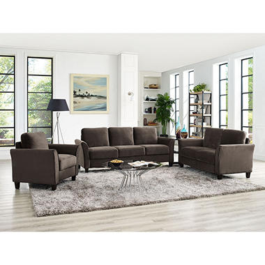 Denver Flared-Arm 3-Piece Living Room Set