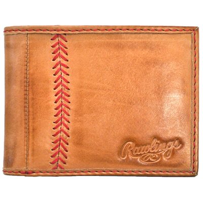Rawlings Adhesive Credit Card Pocket Holder Baseball Genuine Leather 2 Slot Blk 