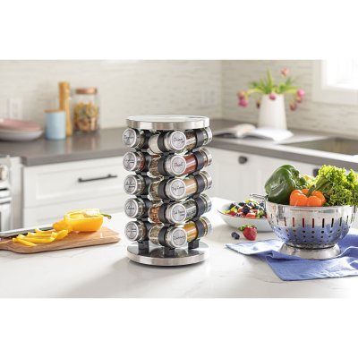 Orii 20 Jar Spice Rack Stainless Steel Filled with Spices - Standing Rack  Shelf Holder & Countertop Spice Rack Tower Organizer for Kitchen Spices  with