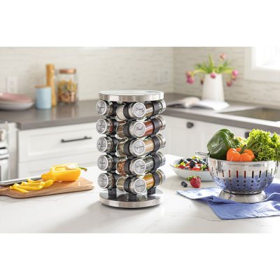 Spice Rack with 20 Jars, Rotating Spice Rack Organizer, Seasoning