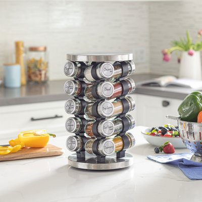 Orii 20 Jar Stainless Steel Rotating Spice Rack