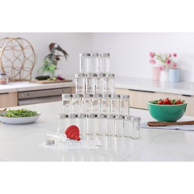 Orii Spice Storage Solution: 24 Glass Jars, Labels & Funnel - Sam's Club