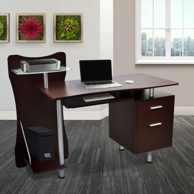 Modern Design Computer Desk with Storage Sand Stone - Techni Mobili