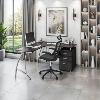 Modern Office Desk with Storage Gray - Techni Mobili