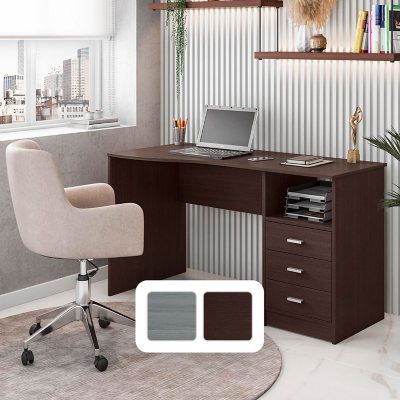 Techni Mobili Classic Office Desk with Storage, Gray
