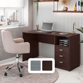 Techni Mobili Classic Computer Desk with Multiple Drawers, Dark Brown