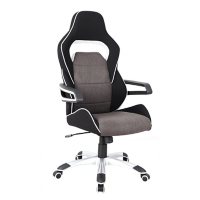 Techni Mobili Ergonomic Upholstered Racing Style Home & Office Chair, Grey/Black