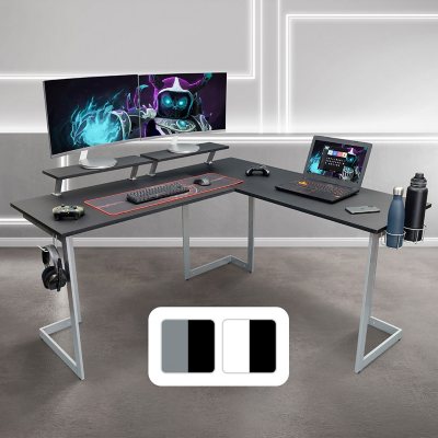 Techni Sport TS-220L Warrior L-Shaped Computer Gaming Desk, Black