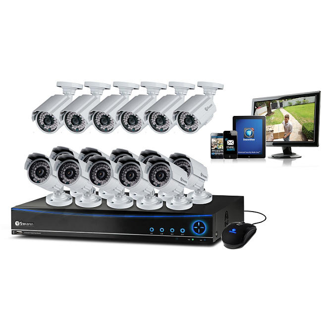 Swann 16 Channel Security System with 16 700TVL Cameras, 1TB Hard Drive, and up to 82' Night Vision