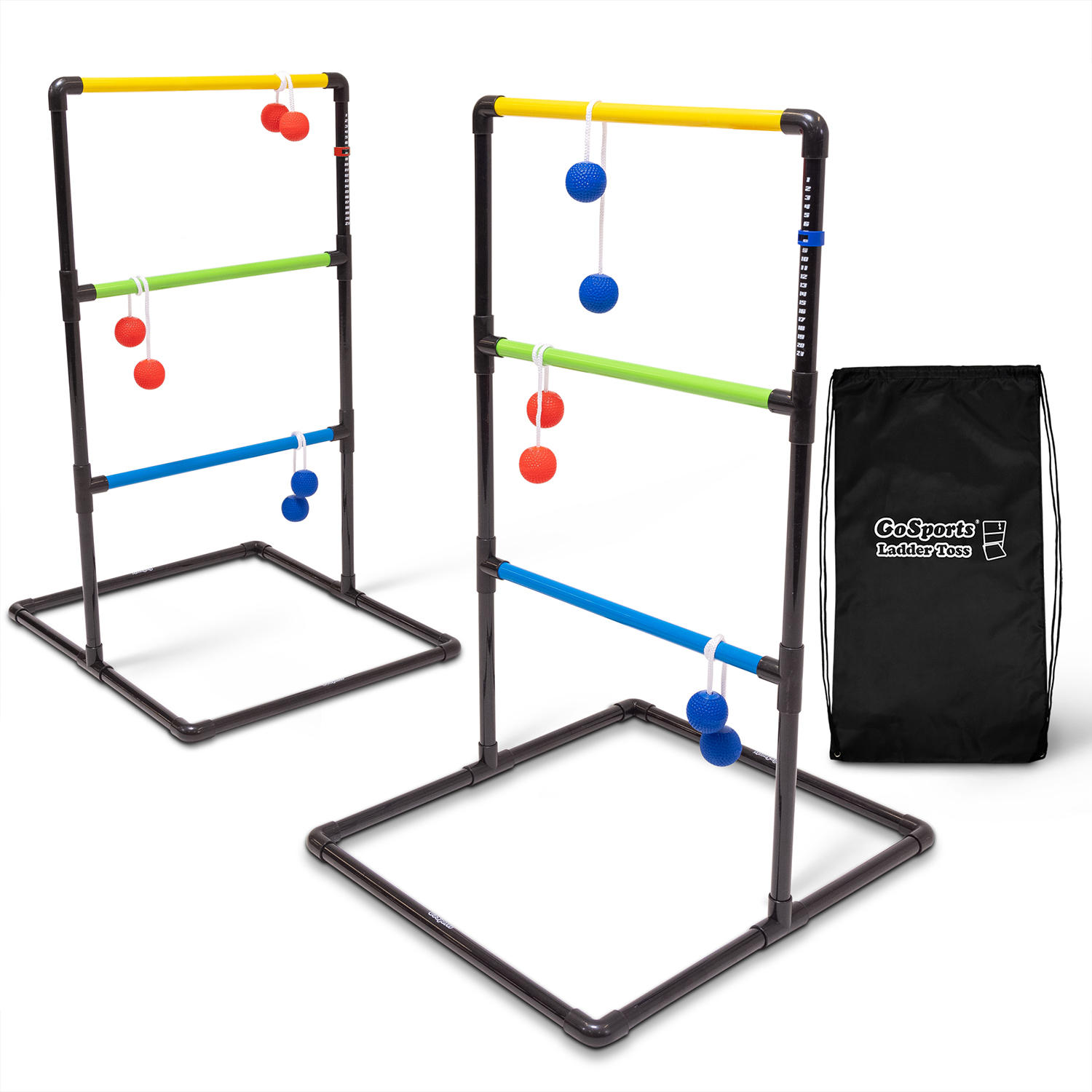 GoSports 2-4 Player Indoor/Outdoor Ladder Toss Game Set with 6 Rubber Bolos, Portable Carrying Case and Score Trackers