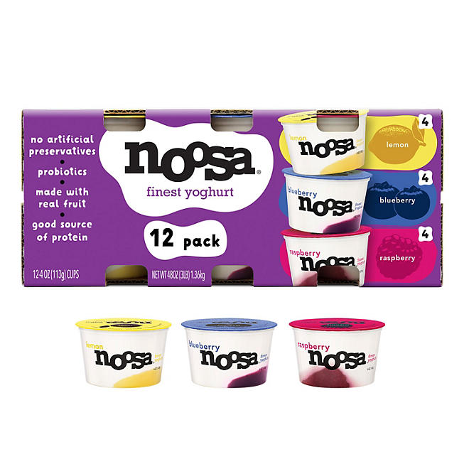 Noosa Whole Milk Yoghurt with Fruit on the Bottom Variety Pack 4 oz., 12 ct.