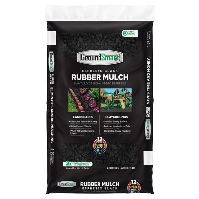 GroundSmart Rubber Mulch - Espresso black(1.25 cu ft Bag)