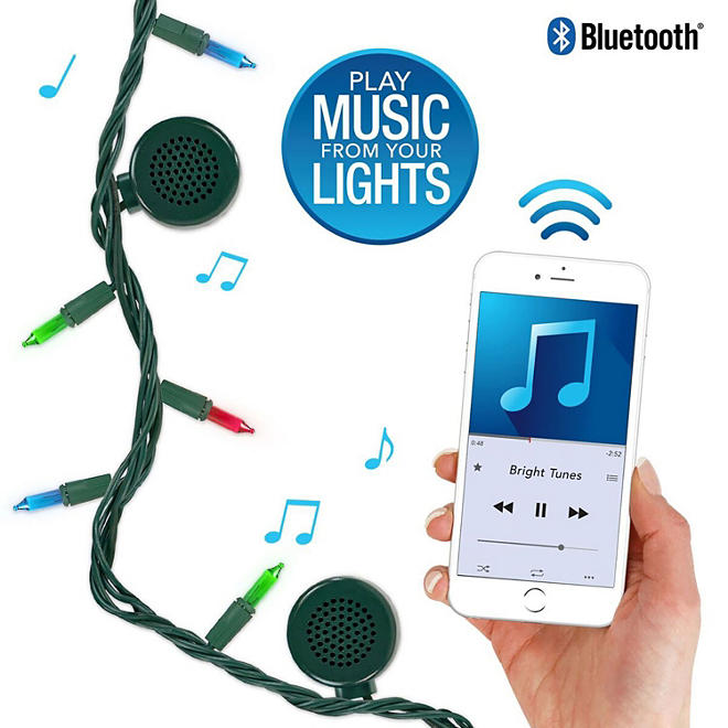 Bright Tunes Indoor/Outdoor 3 color Multi Colored Incandescent String Lights with Bluetooth Speakers