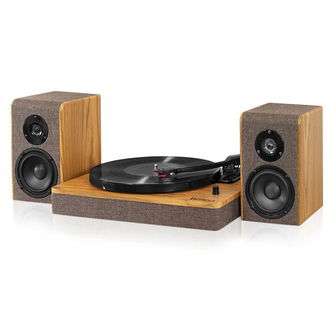 Victrola Wood and Linen Fabric Bluetooth Record Player with 3-Speed Turntable - Various Colors
