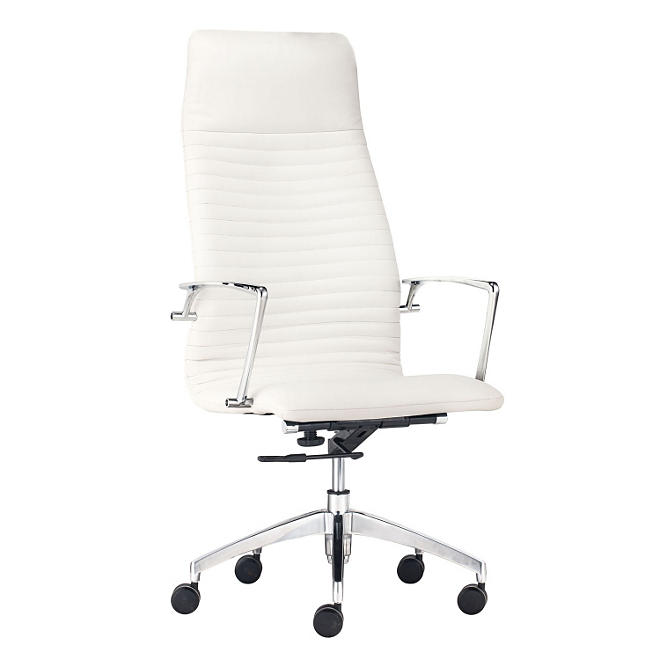 Lyons High-Back Leatherette Office Chair, White