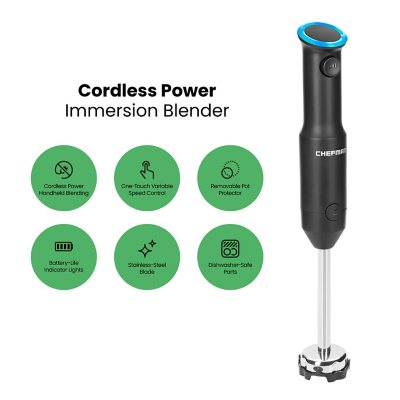 Chefman Cordless Portable Immersion Blender With One-Touch Speed