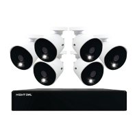 Night Owl Expandable 12 Channel Wired DVR with (6) 4K Ultra HD Wired Spotlight Cameras and 2TB Hard Drive