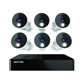 Night Owl Expandable 8 Channel Wired Bluetooth DVR with (6) Wired 4K UHD Spotlight Cameras with Audio and 2TB Hard Drive